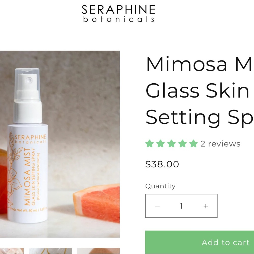 Seraphine botanical mimosa mist setting spray full size brand new